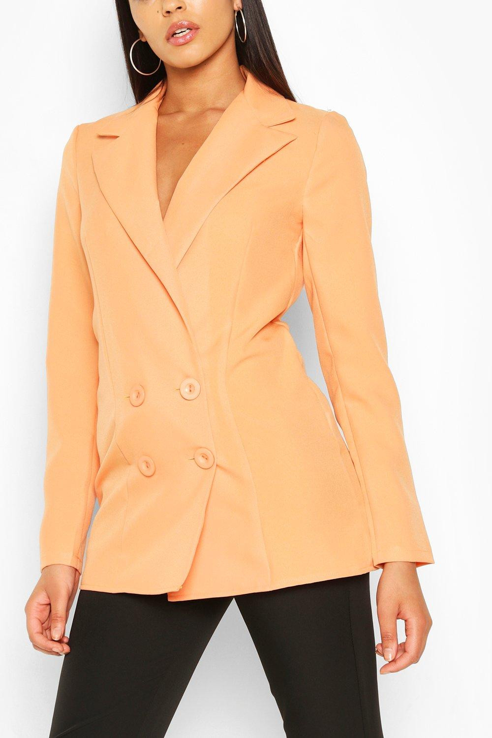 Womens Tall Double Breasted Woven Blazer - Orange - 8 | Boohoo.com (US & CA)