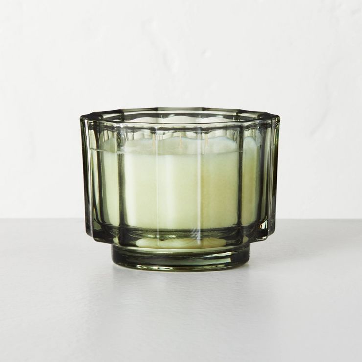 Fluted Glass Mulled Spice Seasonal Jar Candle Green - Hearth & Hand™ with Magnolia | Target
