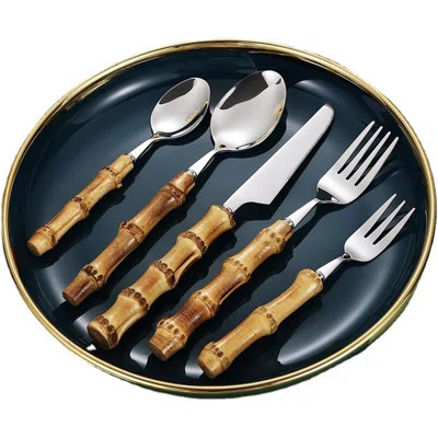 Bamboo Flatware Set For 6, 30-Piece Eco-Friendly Kitchen Utensil Set With Stainless Steel And Bamboo Handles, Dishwasher Safe, Ideal For Home Or Resta | Wayfair North America