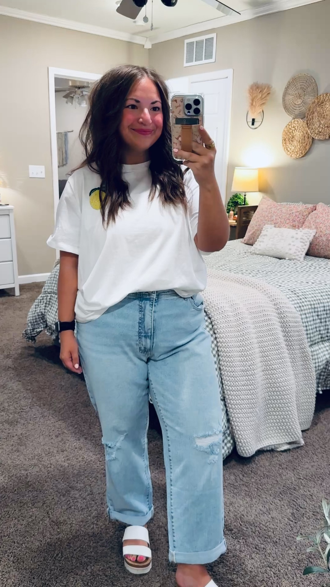 Sweet, simple, and a little bit zesty 🍋💕 This lemon tee from Target is the cutest everyday piece—so easy to style with denim or shorts and still feel put together. Perfect for those easy spring and summer days! ☀️

sandals: fit true to size // wearing a 5
jeans: fit oversized // wearing a 14
tee: fits true to size // wearing a large 

 #LTKootd #LTKMidsize