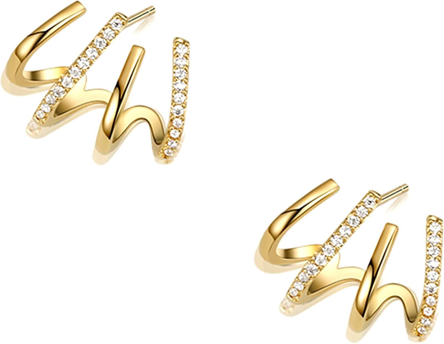 Claw Earring Cuff Zircon Needle Stud Ear Cuffs Gold Claw Earrings for Women Dainty Minimalist Hug... | Amazon (US)