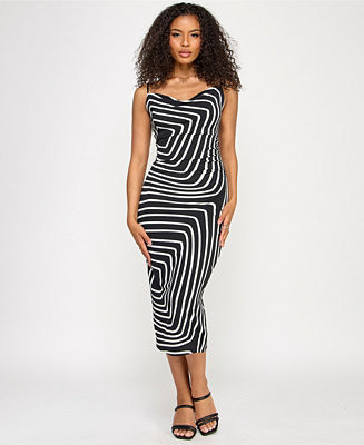 KATIA RAE Juniors' Printed Cowl-Neck Sleeveless Dress - Macy's | Macy's