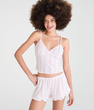Floral Stripe Pointelle Sleep Cami | Aeropostale
