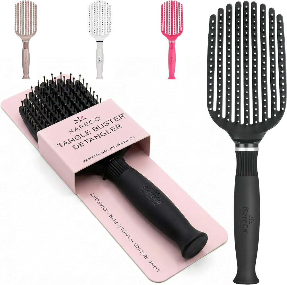 KareCo Premium Tangle Buster Brush \u2013 Travel Detangling Hair Brush with Non-Slip Rubber Handl... | Amazon (US)