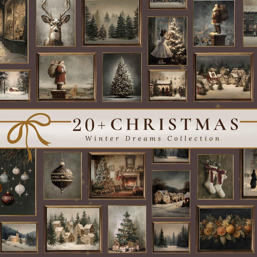 Vintage Christmas Print Set of 20+: Moody Holiday Wall Art (Digital Download) S153 | Etsy (US)