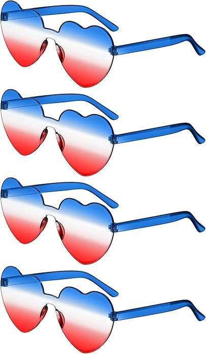 JDHXBMW Heart Glasses Party Glasses Bulk Accessories 4Pairs Candy Color Blue Eyewear Accessories ... | Amazon (US)