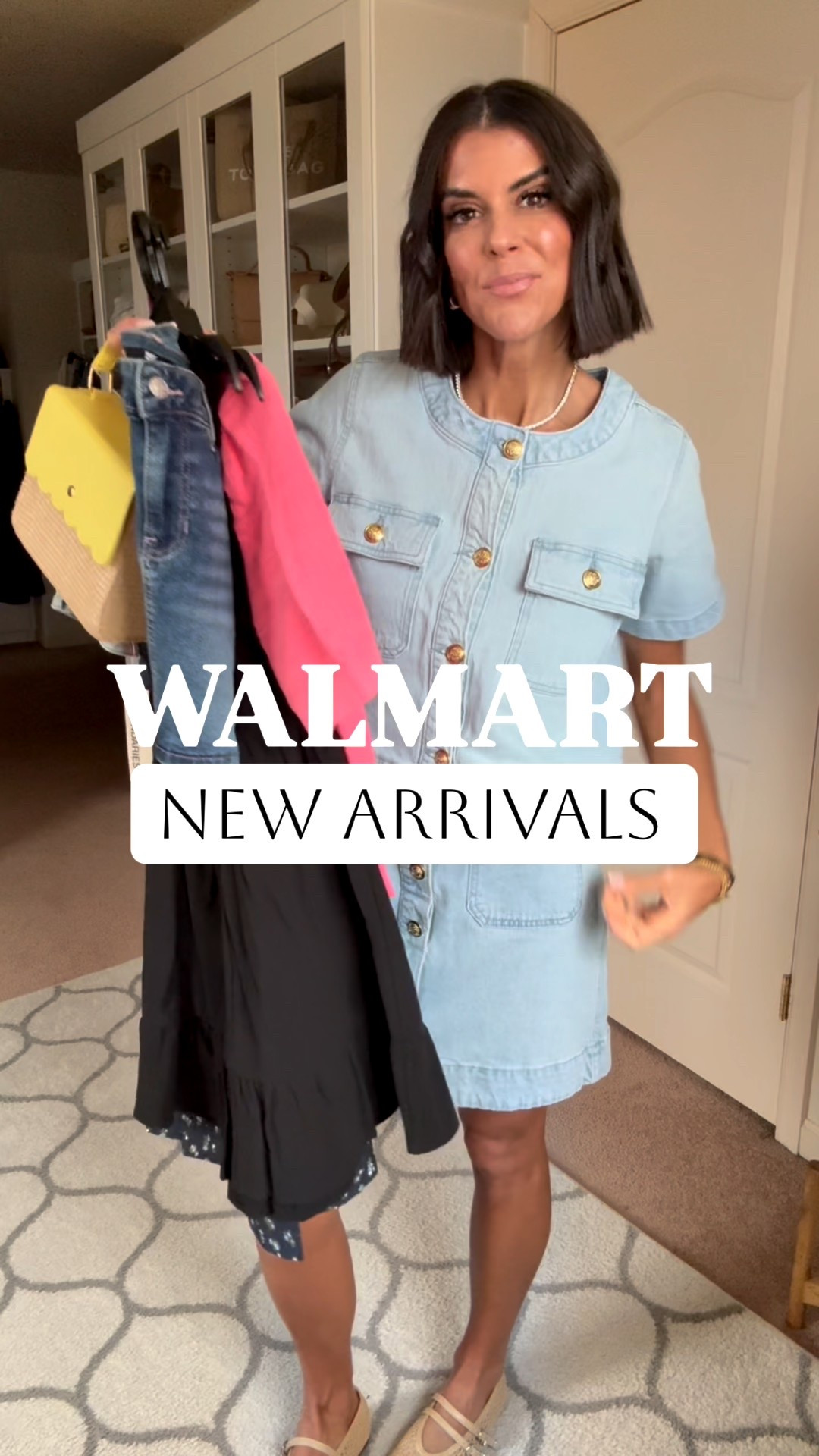 Walmart new arrivals! I’m 5’5 and in size xs in denim top, need to size down in skirt - runs big) . Size small in both dress. Size xs in sweater, light wash jeans fit tts (size down if in between). I’m 5’5 and in the long length to wear with heels. Size xs in pink tee, size small in skirt. 

#LTKSeasonal #LTKootd #LTKmomlife