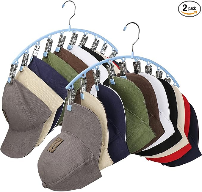 Yecuip Hat Hangers for Closet, Hat Organizer for Baseball Caps 2 Pack Door Hat Racks for Baseball... | Amazon (US)