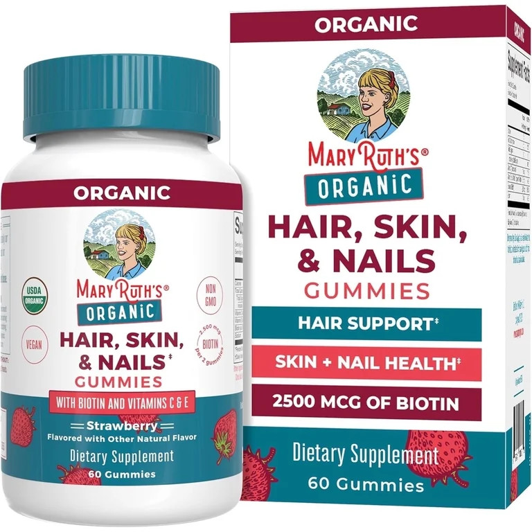 MaryRuth's Hair, Skin and Nails Biotin Gummies, Adult Vegan, 60 Count | Walmart (US)