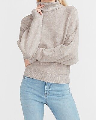 Metallic Dolman Sleeve Turtleneck Sweater | Express
