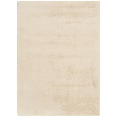 Nourison 7'6"x9'6" Soft Plush Rabbit Fur Solid Woven Area Rug Beige | Target