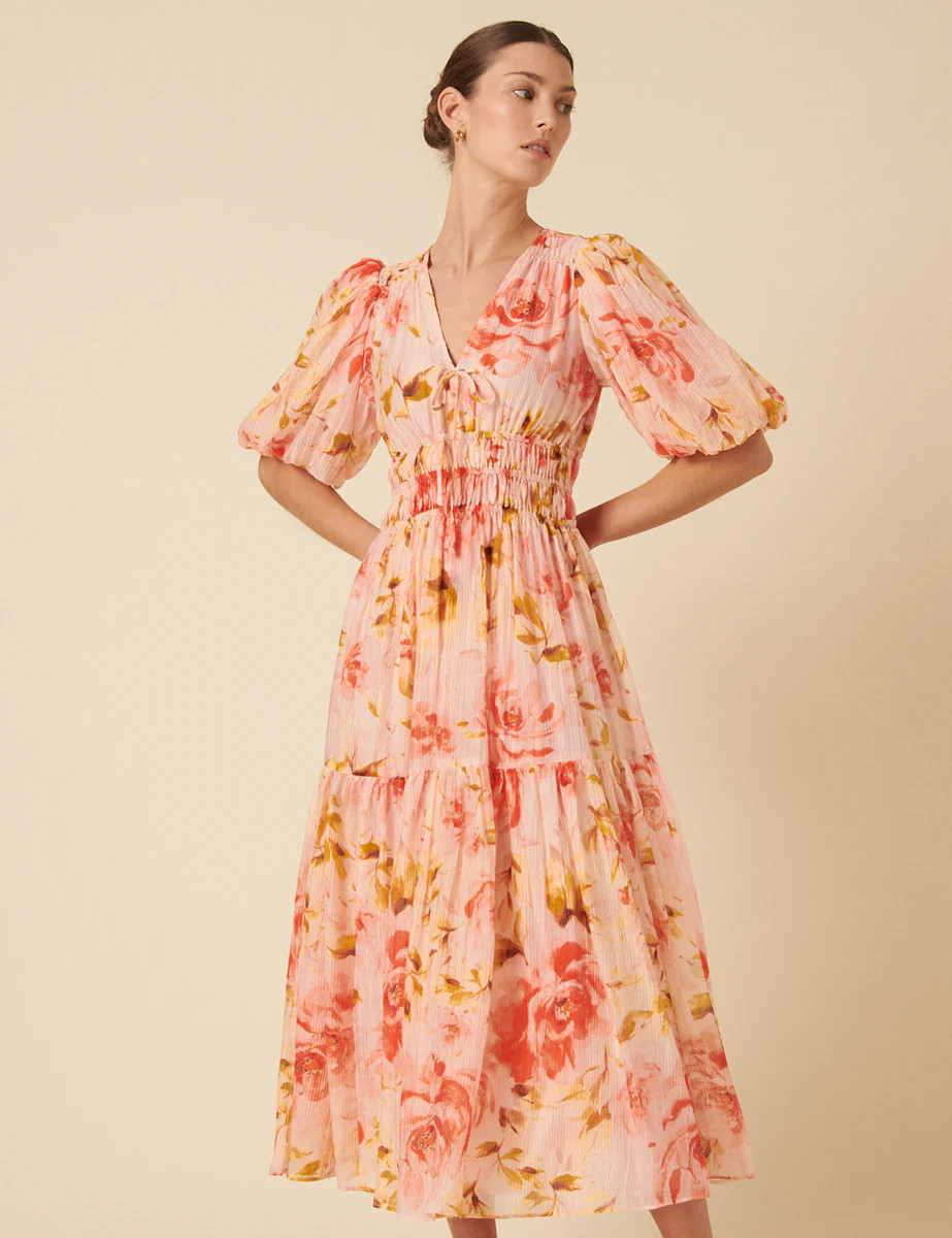Pink Floral Brea Midi Dress | Nobody's Child
