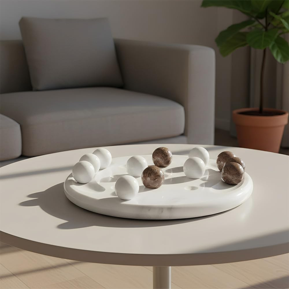 Radicaln Marble Tic Tac Toe Board Game 10" Inches White & Oceanic Handmade Strategy Board Games f... | Amazon (US)