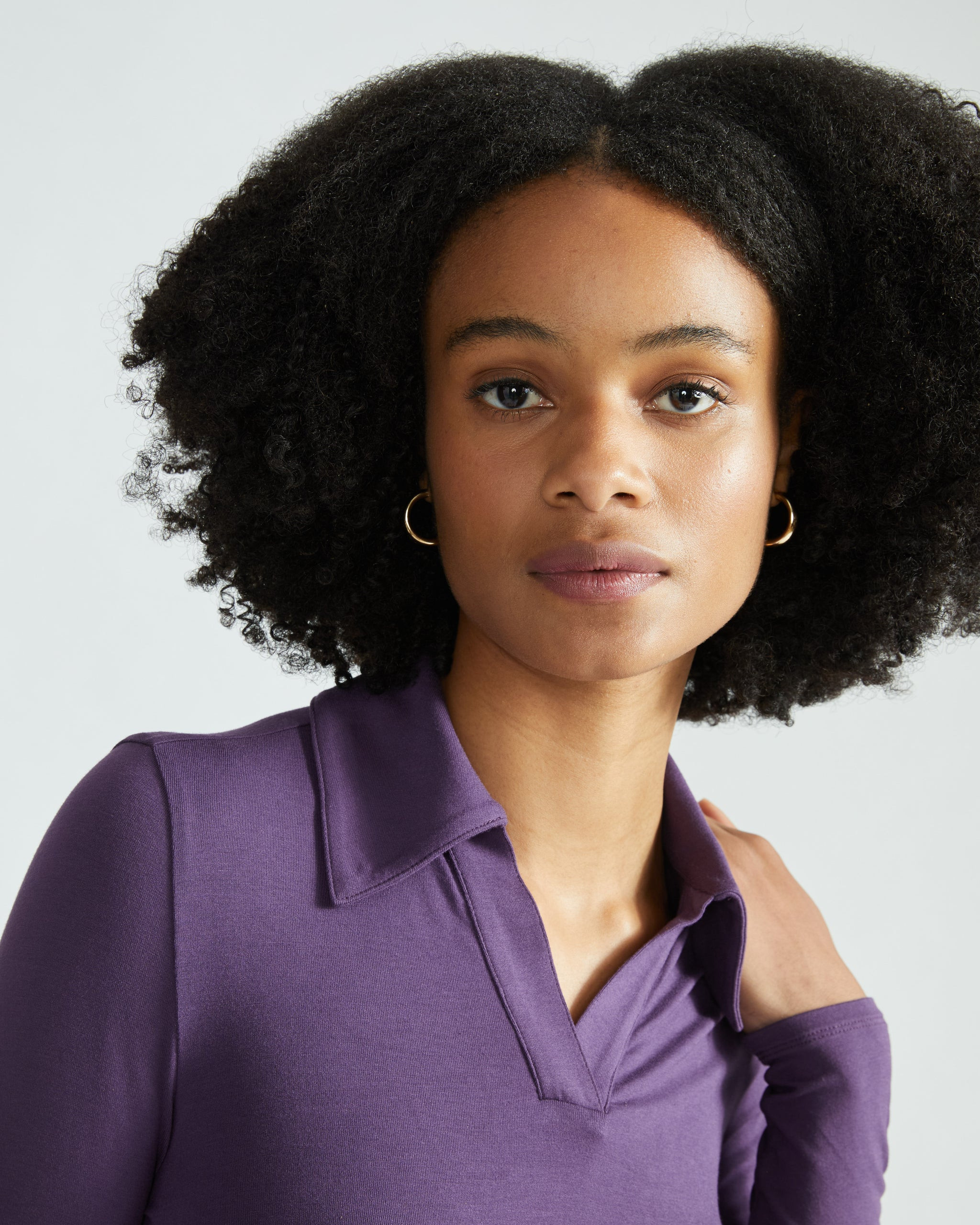 Aalto Liquid Jersey Polo Top - Potion Purple | Universal Standard