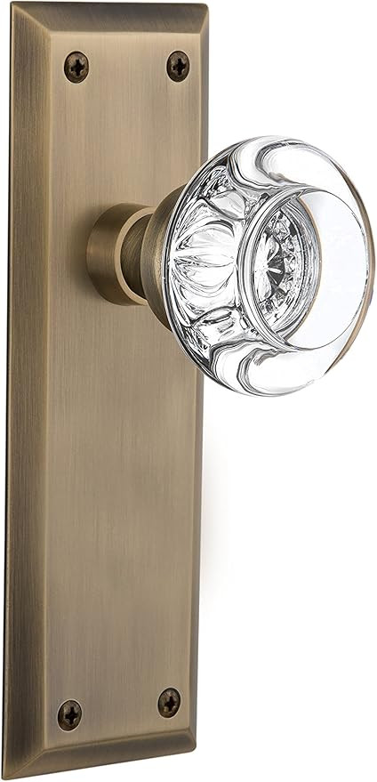 Nostalgic Warehouse New York Plate with Round Clear Crystal Glass Knob, Passage - 2.375", Antique... | Amazon (US)