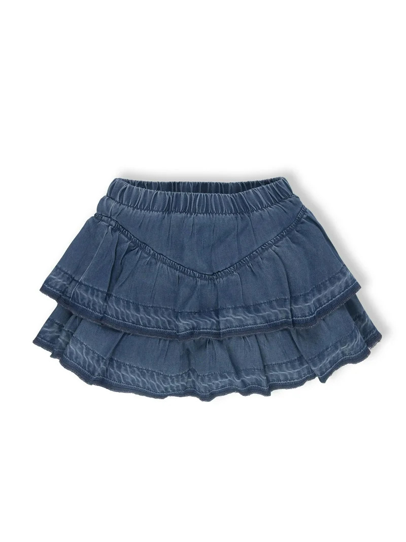 Wonder Nation Girls Denim Ruffle Skirt, Sizes 4-18 & Plus | Walmart (US)