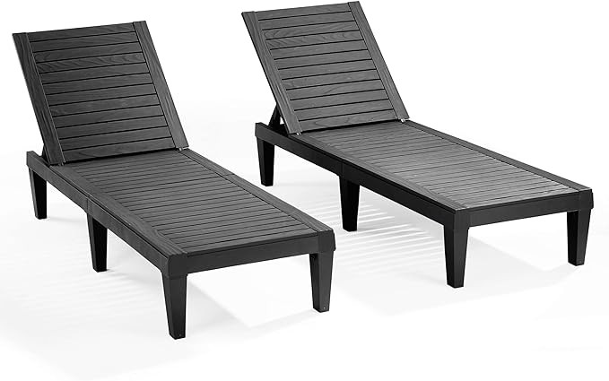 Nestl Sillas de patio, tumbona negra para exteriores, silla de bronceado ajustable de 5 posicione... | Amazon (US)