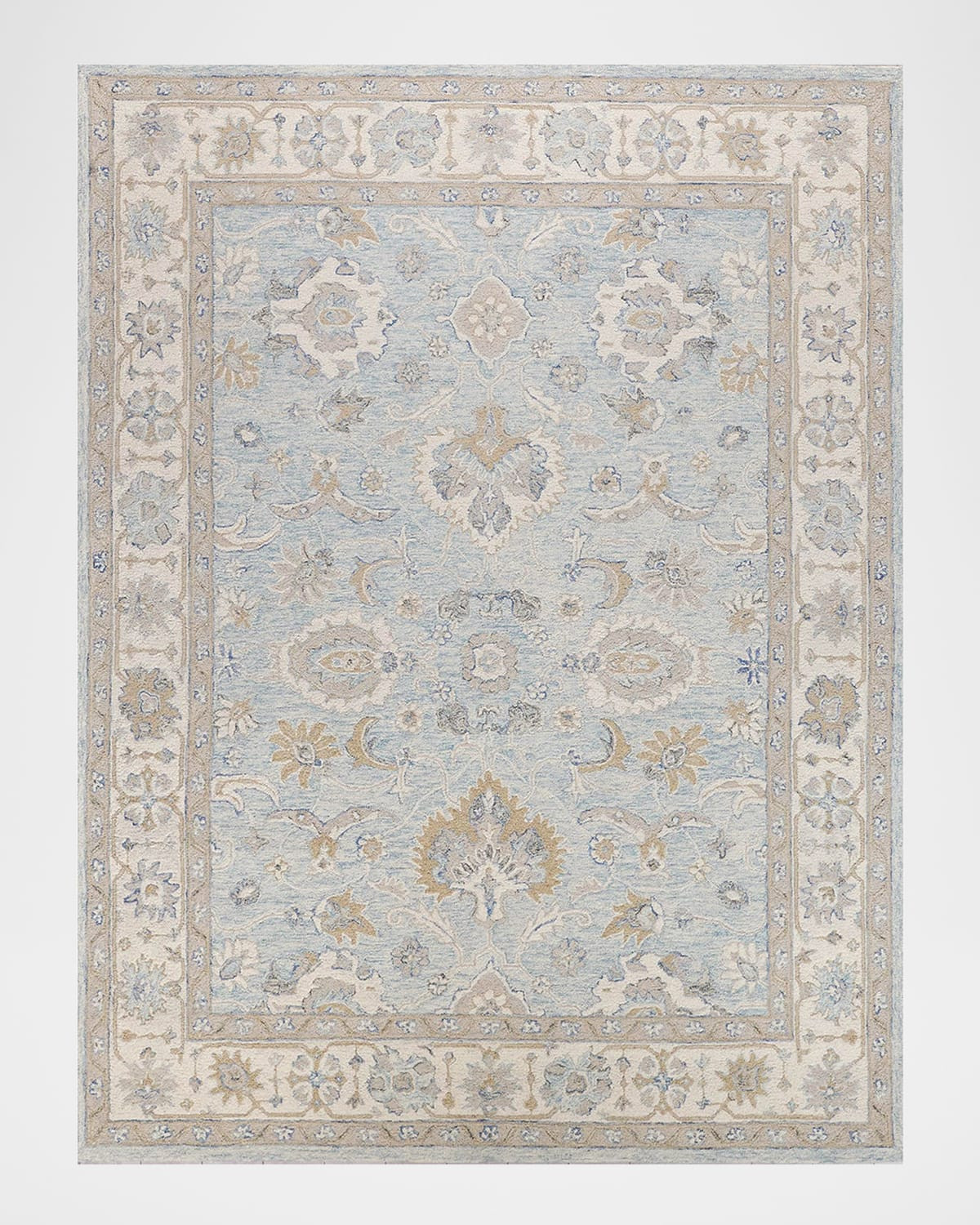 Marietta Hand-Tufted Oushak Light Blue & Ivory Rug, 9' x 12' | Horchow