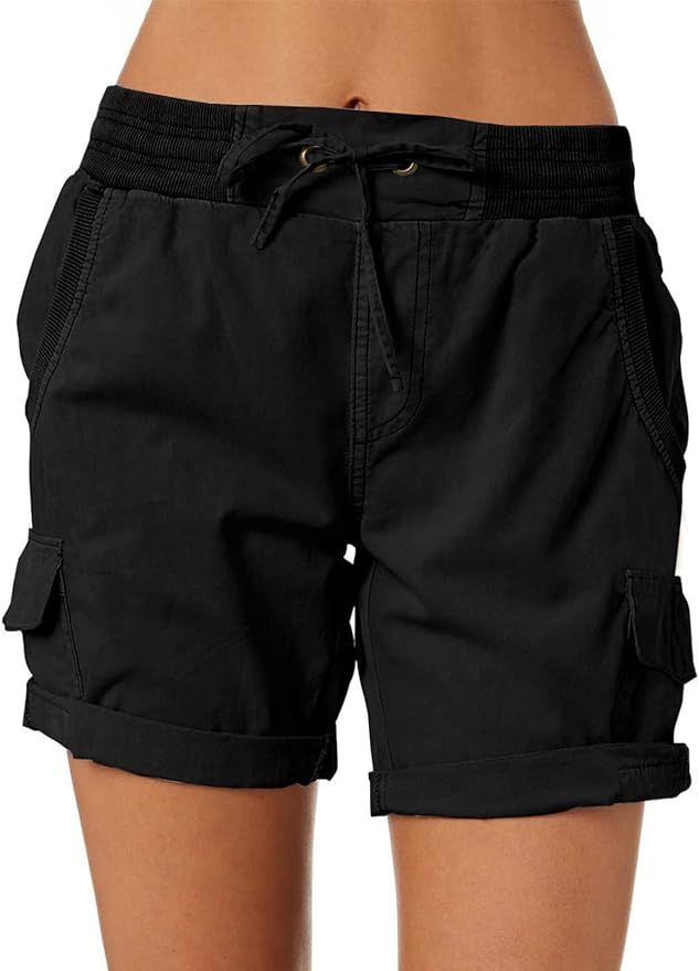 Dokotoo Womens Relaxed Fit High Waist Casual 4 Pocketed 2024 Hiking Outdoor Summer Shorts S-XL | Amazon (US)