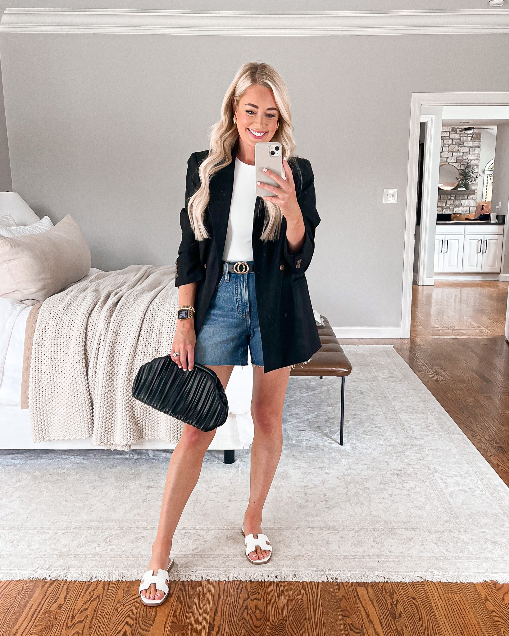 Wearing a small in blazer & 26 in jean shorts (both fit tts)

Amazon blazer, blazer, black blazer, jean shorts, sandals, summer outfit 

#LTKFind #LTKstyletip #LTKSeasonal