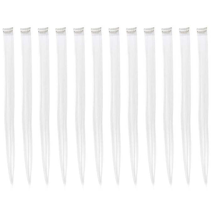 SWACC 12 Pcs Straight One Color Party Highlights Clip on in Hair Extensions Colored Hair Streak S... | Amazon (US)