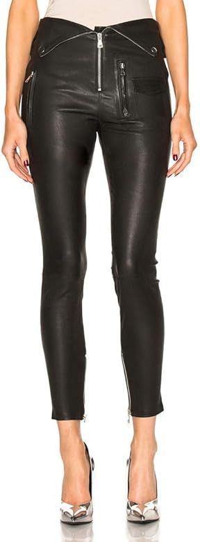 Tagoo Faux Leather Leggings for Women High Waisted Shiny Pleather Pants with Zipper Collar Design | Amazon (US)