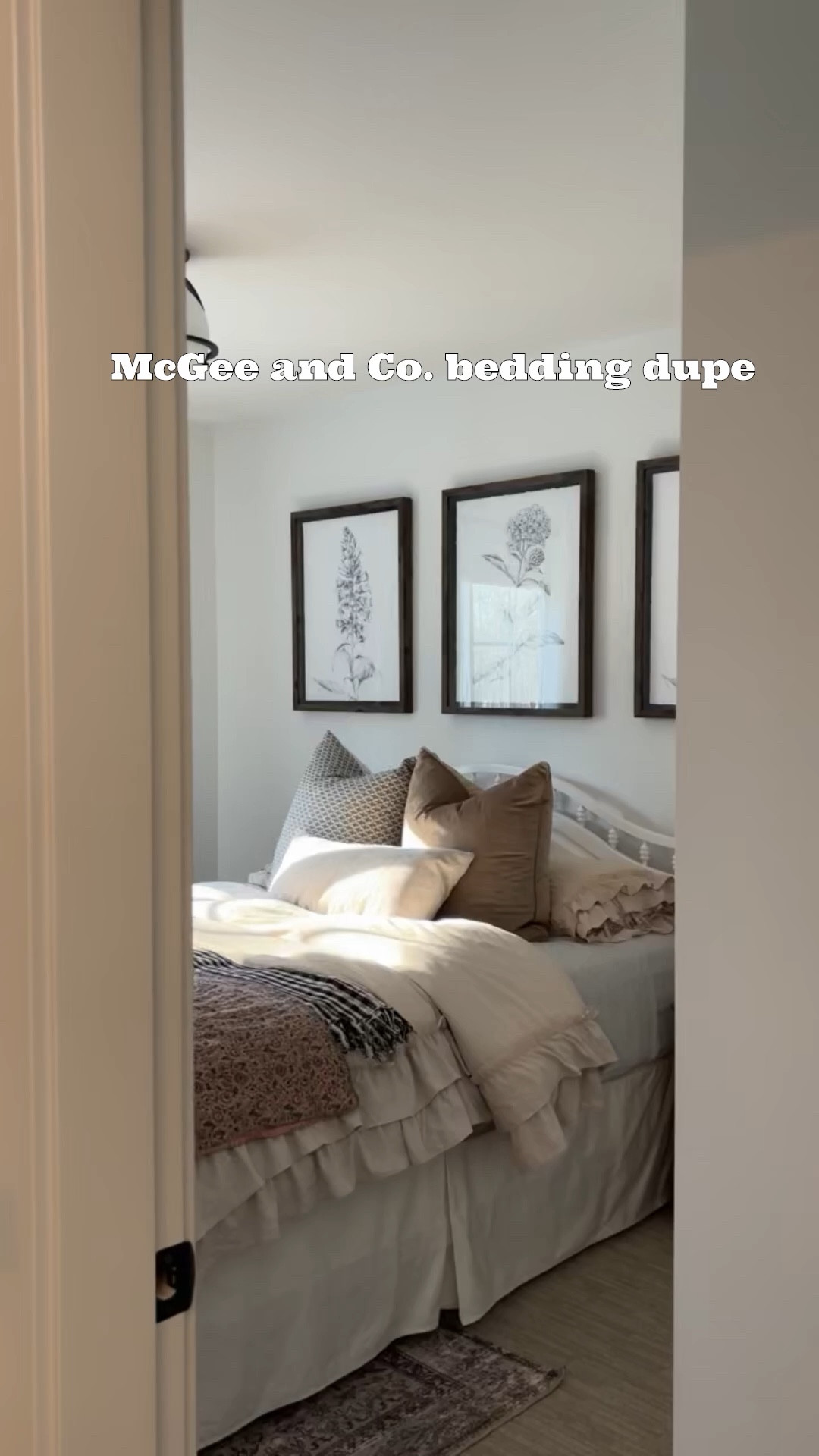 This McGee & Co ruffle linen duvet cover and pillowcases dupe is SO good 🤍 it has that soft, relaxed, pre-washed look with the subtle ruffle fringe that gives it that elevated, designer feel without the price. It’s the perfect neutral bedding for that modern organic, layered bed look, and it honestly looks way more expensive than it is. The best part — it’s on sale right now for 51% off, which makes it such a steal for a full duvet cover set. If you’ve been wanting that McGee & Co bedding look for less, this is it. Linked here.

#LTKSaleAlert #LTKHome