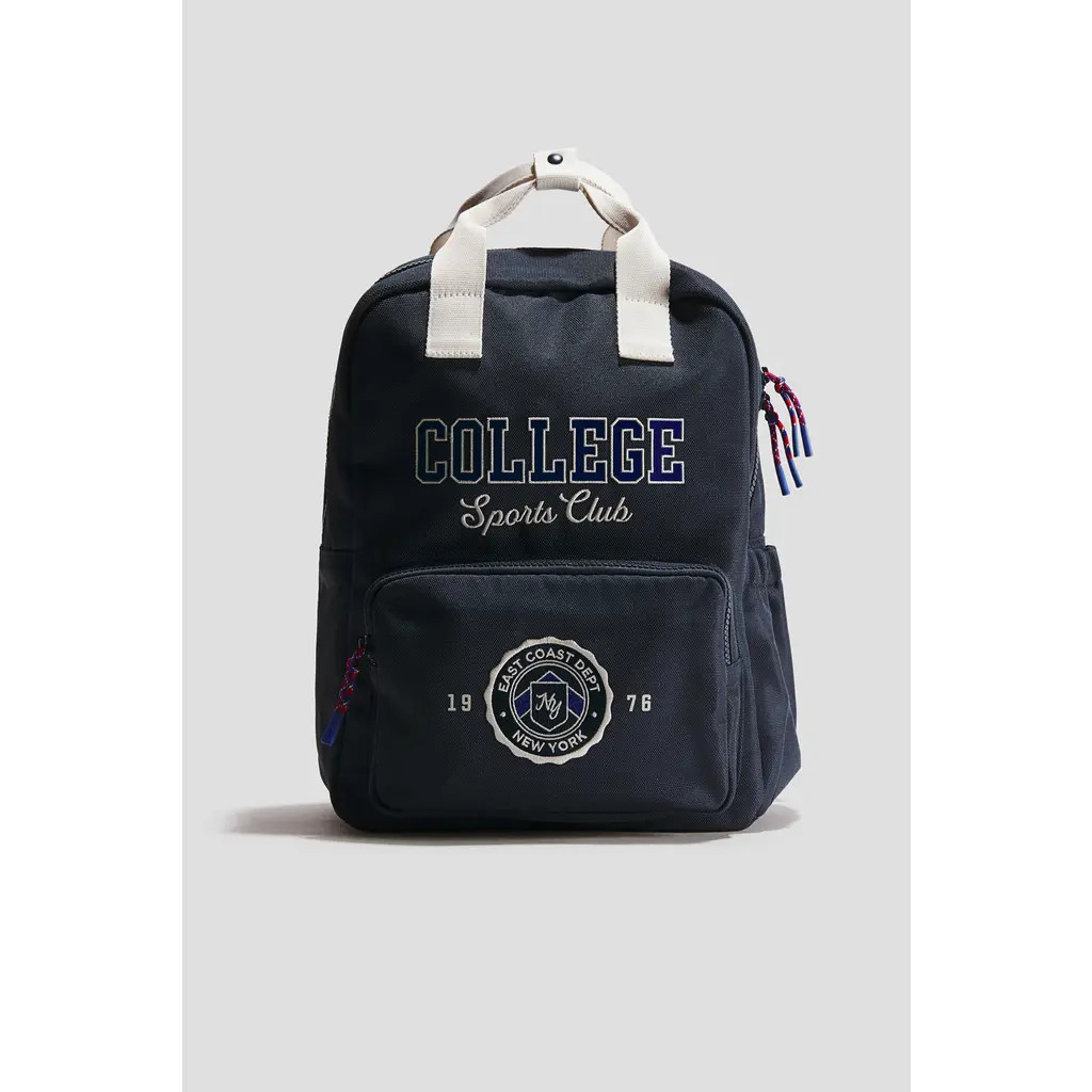 H&M Backpack With Motif in Navy Blue/college at Nordstrom | Nordstrom