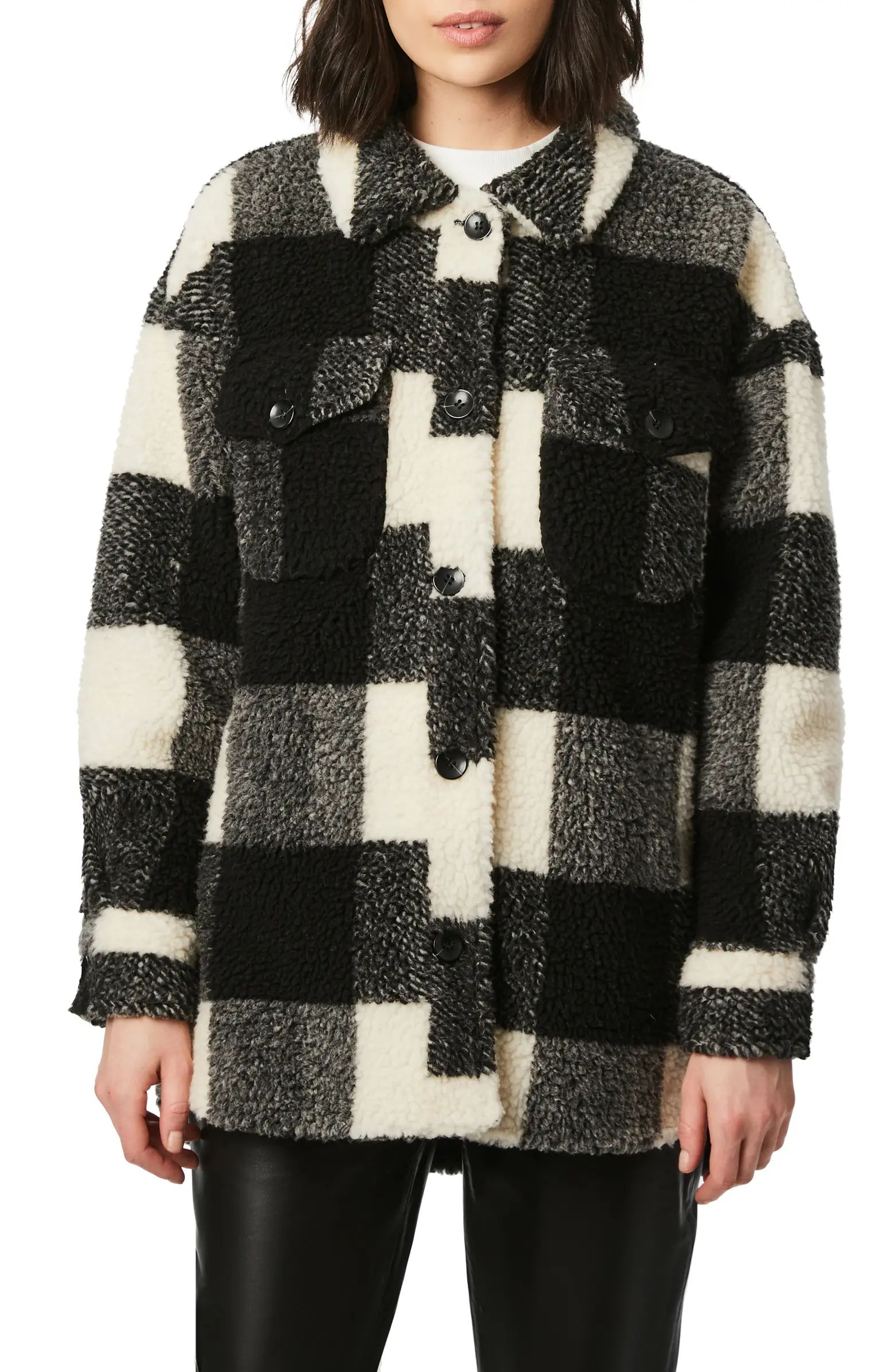 Bernardo Plaid Fleece Shirt Jacket | Nordstrom | Nordstrom