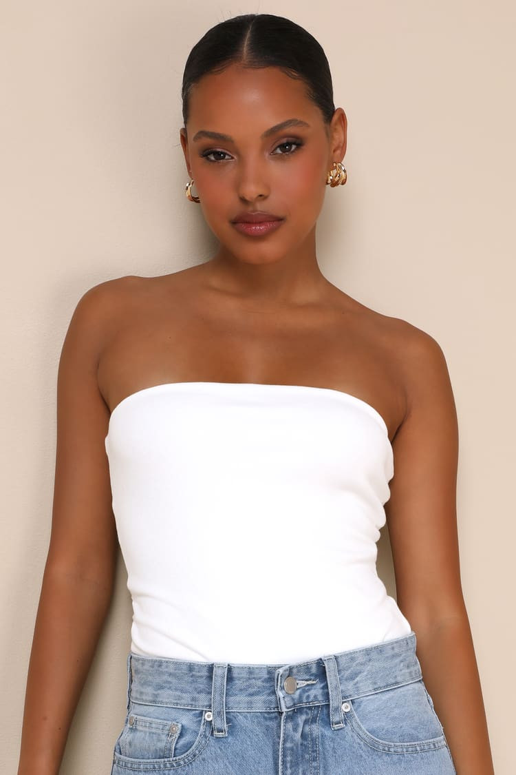 Flirtatious Decision Ivory Lace-Up Strapless Bodysuit | Lulus