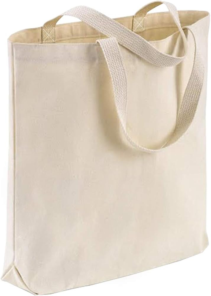 Sturdy Canvas Wholesale Tote Bags with Bottom Gusset 15"W x 16"H x 3"G Blank Totes Great for DIY ... | Amazon (US)