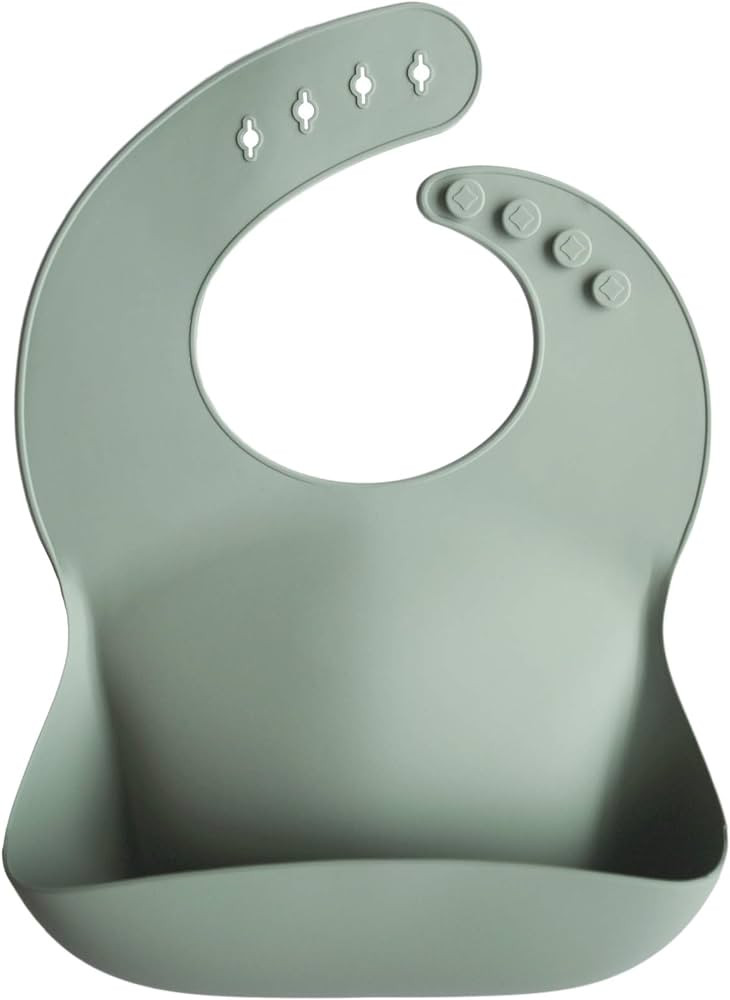 mushie Silicone Baby Bib | Adjustable Fit Waterproof Bibs (Cambridge Blue) | Amazon (US)