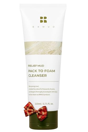 BRMUD Relief Mud Pack to Foam Cleanser - 2-in-1 Purifying & Hydrating Korean Foaming Clay Mask Facial Cleanser for Pore & Sebum Control - Makeup Cleansing Face Wash Korean Skincare (3.71 fl oz) | Amazon (US)