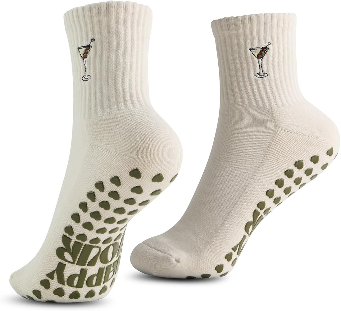 Pilates Non-Slip Grip Socks, Dirty Martini Style | Amazon (US)