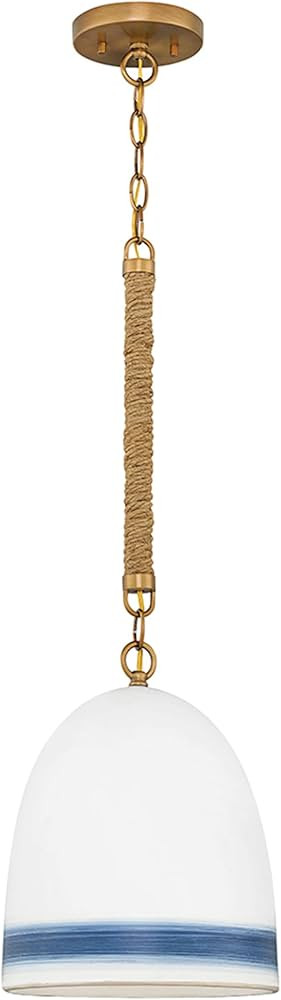 Hinkley Nash 3364HR-NV Small Pendant Light - Bell-Shaped Shade, Hand-Painted Stripe, Jute Rope Ac... | Amazon (US)