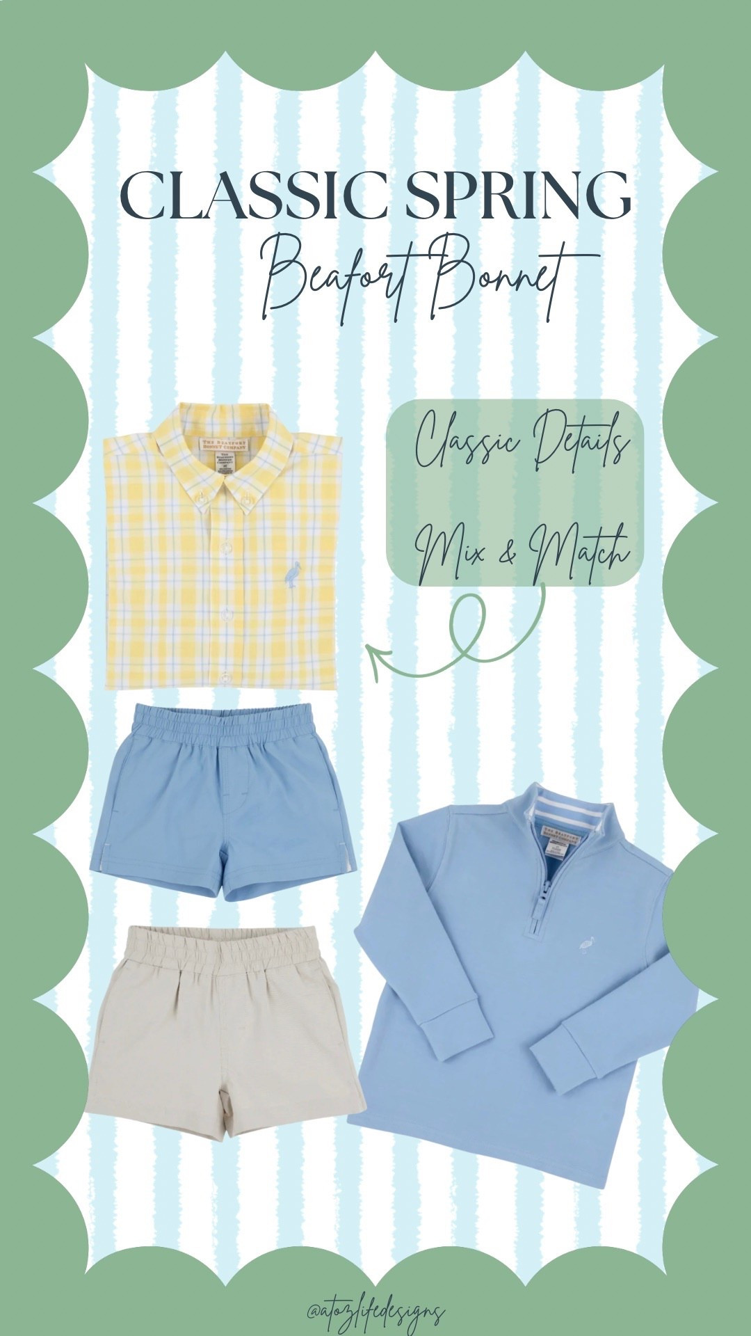 This color palette is class little boy spring perfection! 

All things preppy and classic blue with accents of yellow and our favorite shorts to be worn casually or even styled for an elevated look! 

#beaufortbonnet #tbbc #classic #grandmillenial #toddlerboymom #babyboy #childrensclothing #heirloom #preppy #toddlerclothes #boymom #spring #easter 
