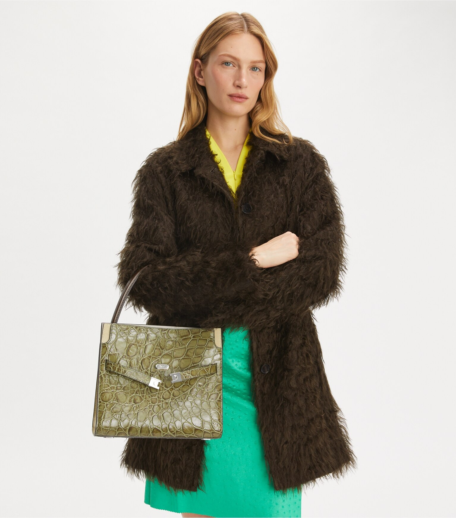 Small Lee Radziwill Croc-Embossed Double Bag: Women's Designer Satchels | Tory Burch | Tory Burch (US)