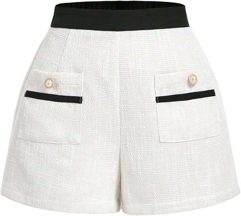 Floerns Women's Elegant Wide Leg Shorts Contrast Binding High Waist Casual Shorts | Amazon (US)