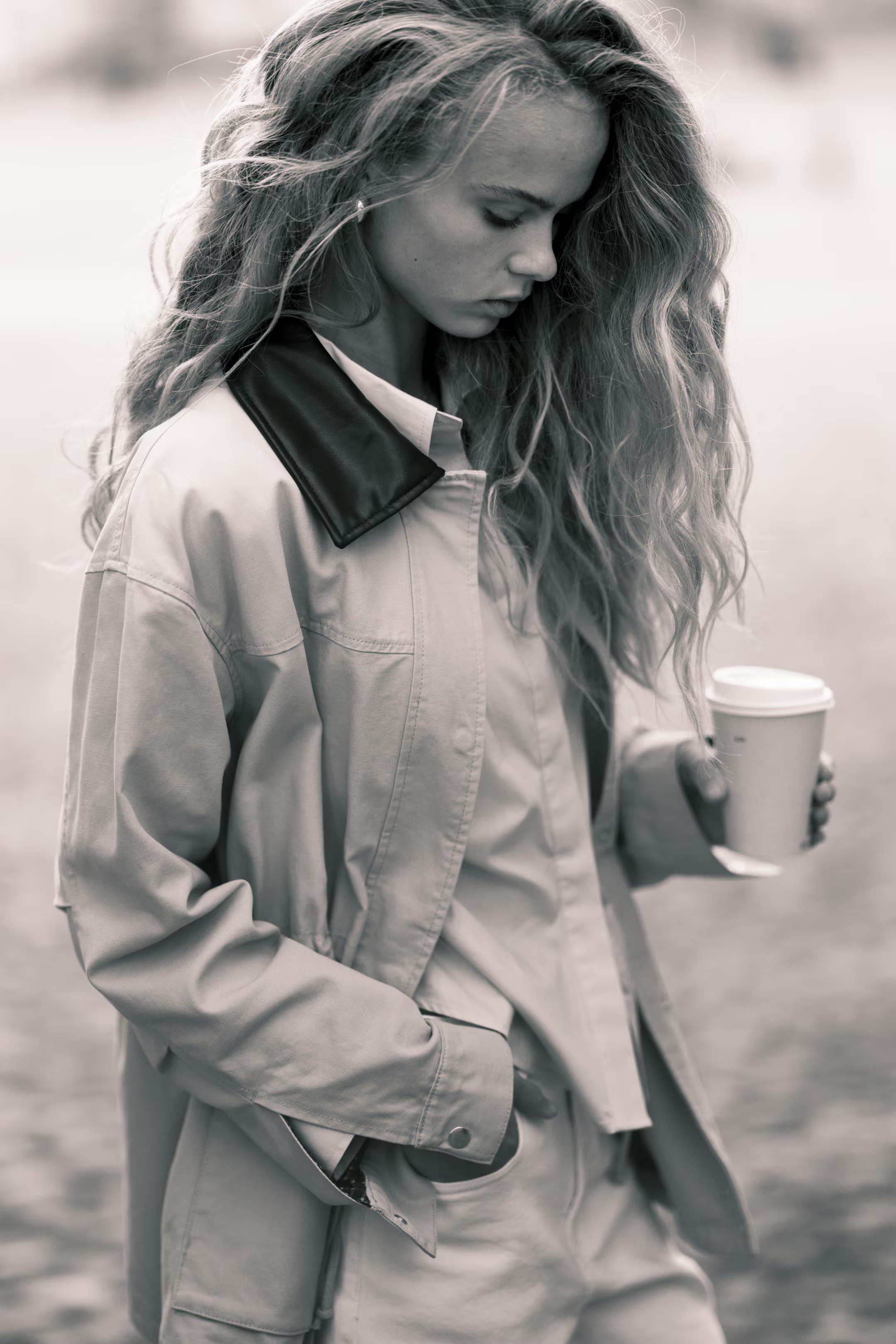 Coated-Collar Twill Jacket | H&M (US + CA)