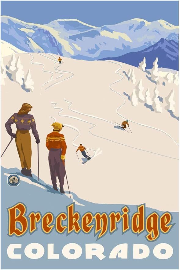 Breckenridge Colorado Mountain Skier Slopes Giclee Art Print Poster from Travel Artwork by Artist... | Amazon (US)