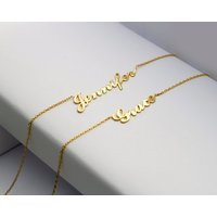 14K Name Necklace, Nameplate Necklace Gold, Cursive Tiny Gold Mini | Etsy (US)