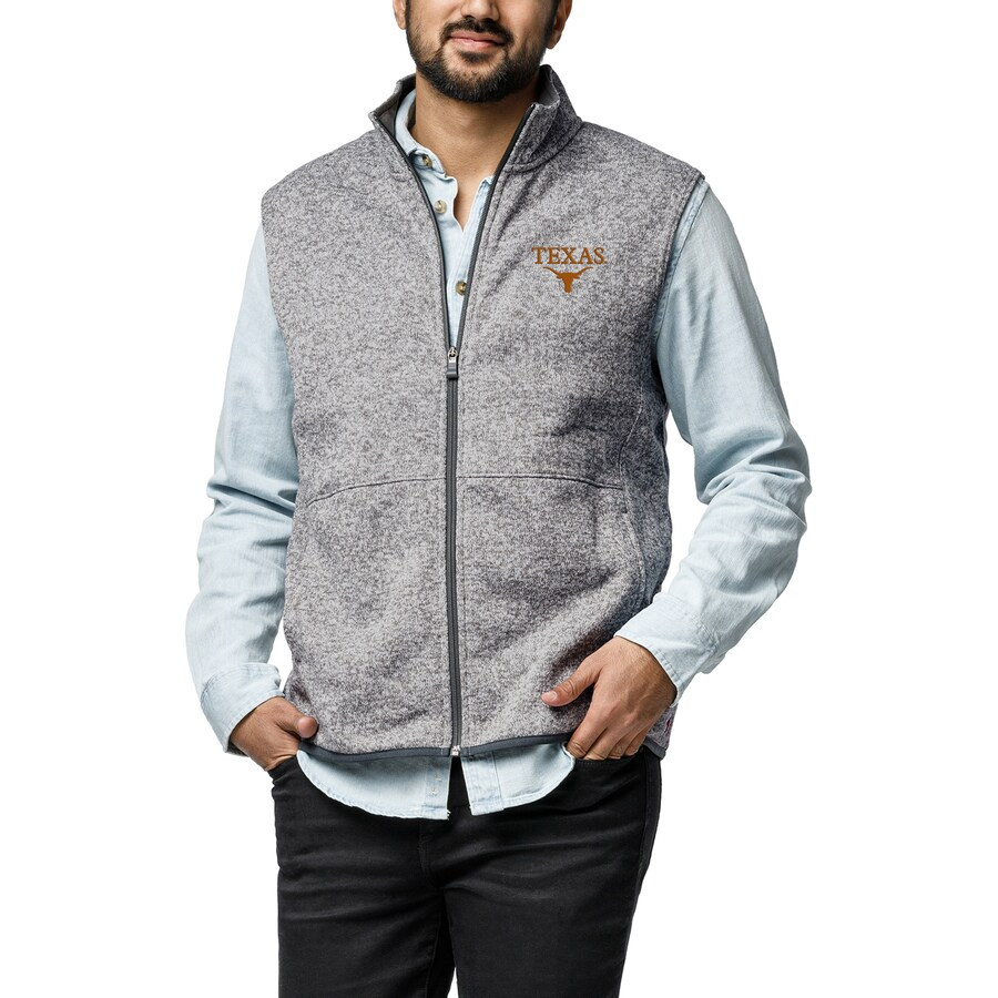 Texas Longhorns League Collegiate Wear Saranac Collection Fleece Full-Zip Vest - Heather Gray | Fanatics