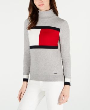 Tommy Hilfiger Cotton Flag Turtleneck Sweater, Created for Macy's | Macys (US)