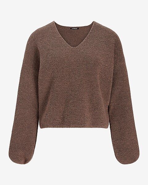 Puff Sleeve V-Neck Sweater | Express