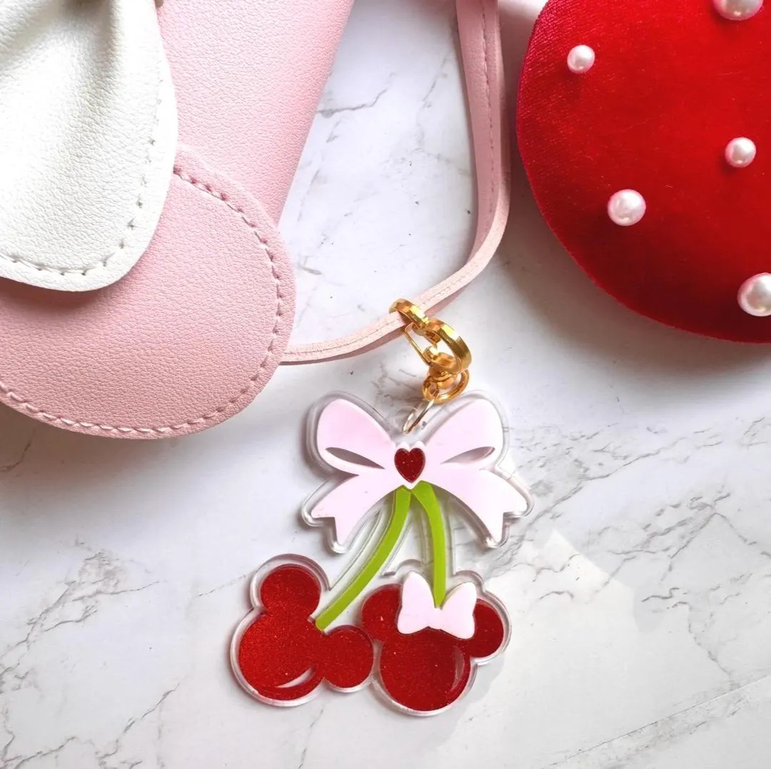 Mickey and Minnie Cherry Bag Charm, Cherry Bag Charm, Mickey and Minnie Bag Charm | Etsy (US)