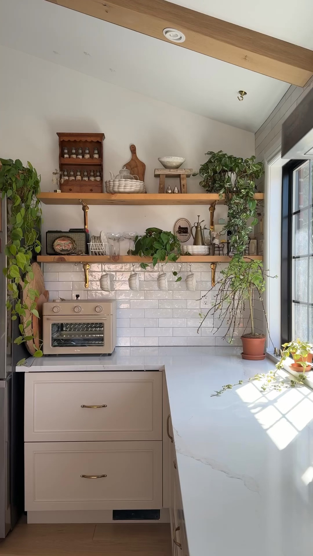 5 ways I add charm to my kitchen. Decorating an open shelf for every season. Have a plant hanger pulley system. Store spices in a vintage corner cabinet. Hang kitchen accessories and have a dedicated cute miniature corner

#LTKSeasonal #LTKHome