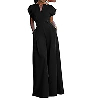 oshoplive Jumpsuits For Women Wide Leg Rompers V Neck Sleeveless Casual High Waisted Jumpers With Pockects | Amazon (US)