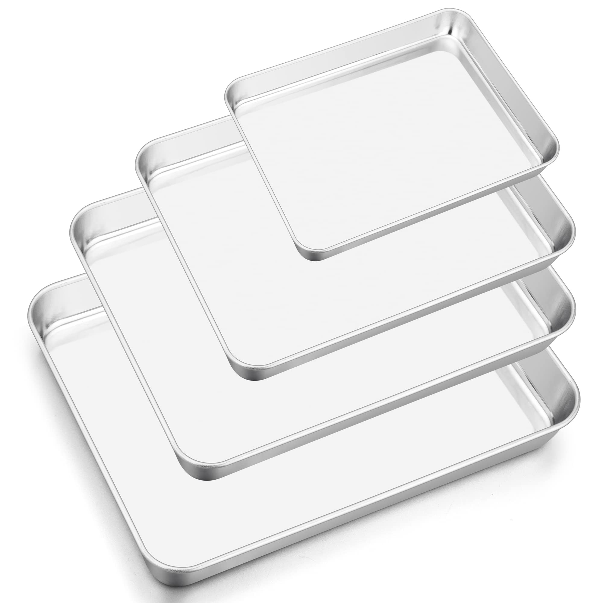 Herogo Baking Tray Set of 4, Stainless Steel Oven Tray Set, Professional Baking Roasting Cooking ... | Amazon (UK)