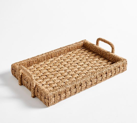 Capitola Woven Rectangular Tray | Pottery Barn (US)