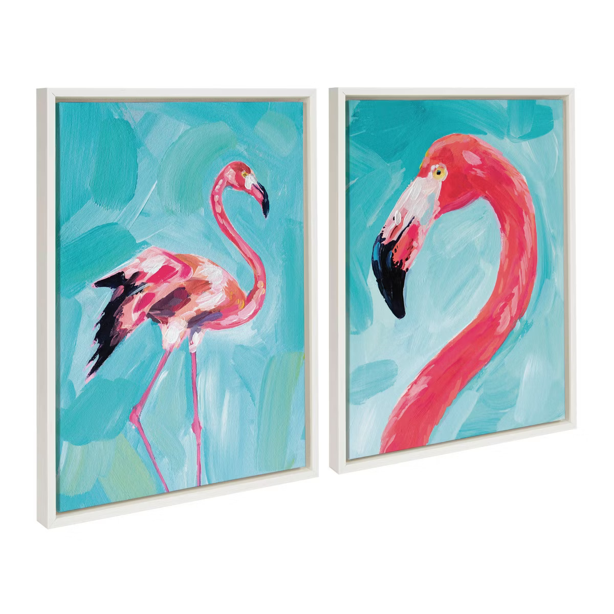 (Set of 2) 18" x 24" Sylvie Flamingo Canvas by Rachel Christopoulos White - Kate & Laurel All Thi... | Target